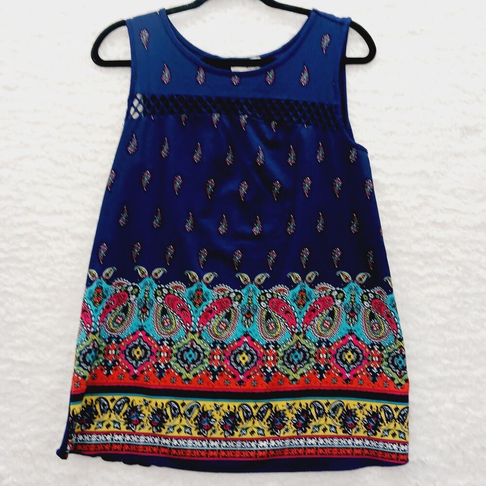 Blouse Navy Paisley Boho Hippie Soft Girl Y2K Festival Blouse Flower Power Sz M